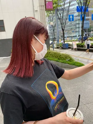 ミディアム デザインカラー/ボブ ブリーチカラー/ユリのヘアスタイル