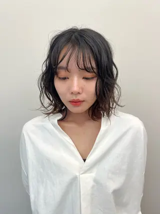 ミディアム カラー パーマ 大林 エリコのヘアスタイル