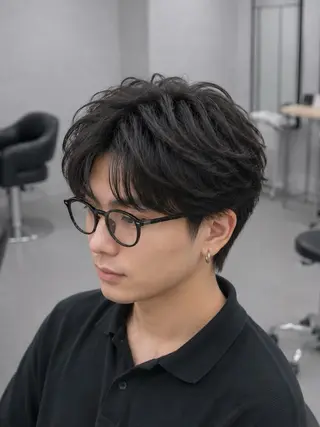 ミディアム パーマ ヘアアレンジ メンズ 🔥ニュアンス フェザー小林海斗🔥のヘアスタイル