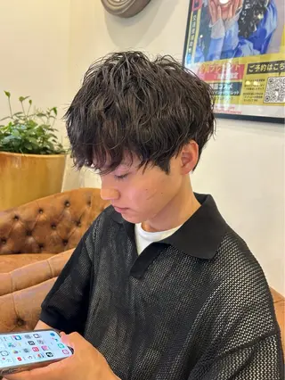 ミディアム パーマ メンズ 榊原 貫太のヘアスタイル
