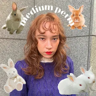 ミディアム パーマ ブリーチパーマ 🎀Rumiのヘアスタイル