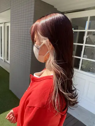 ロング カラー ヘアアレンジ あおい 🍒暖色カラーのヘアスタイル