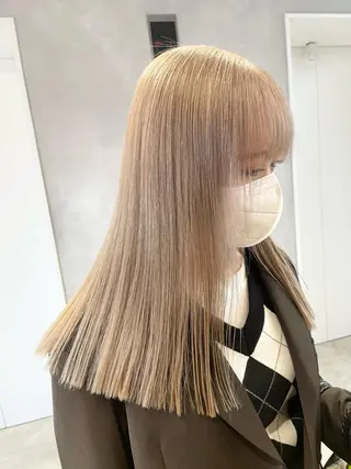 ロング カラー ハイトーン×レイヤー ／遠藤将太のヘアスタイル