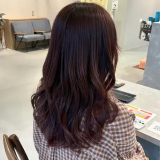 ロング カラー 小顔カット🎀 暖色カラー🍒のヘアスタイル