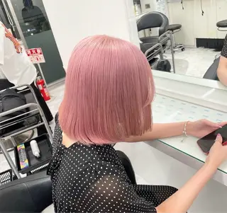 セミロング カラー ヘアアレンジ 🫧モテる💗ダメー ジレスハイトーン🫧のヘアスタイル