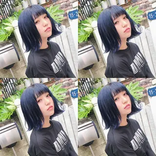 ミディアム カラー ヘアアレンジ TAKUMAブリーチ /切りっぱなし🪽のヘアスタイル