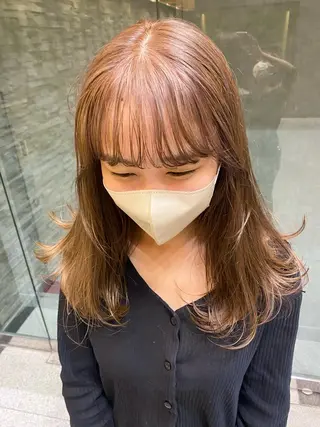 セミロング カラー パーマ デザインカラー/ボブ ブリーチカラー/ユリのヘアスタイル