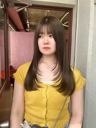 ロング カラー レイヤーカット🍏 オリーブ/ののかのヘアスタイル