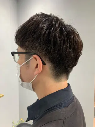 ショート メンズ ボブパーマコテ巻き風 パーマNo1深江秀平のヘアスタイル