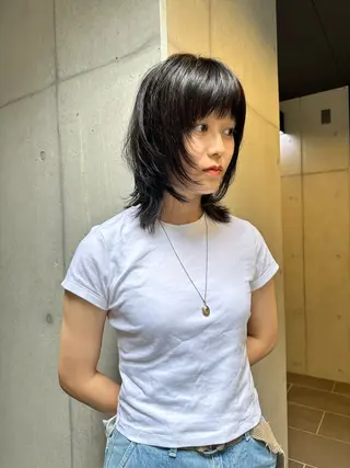 ミディアム カラー 似合わせウルフ/ レイヤー/山本祐輔のヘアスタイル