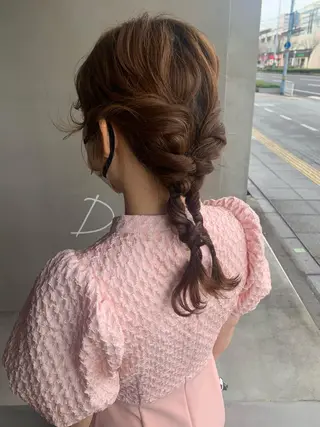 セミロング カラー ヘアアレンジ ブリーチ/アレンジ 天満/chihiroのヘアスタイル
