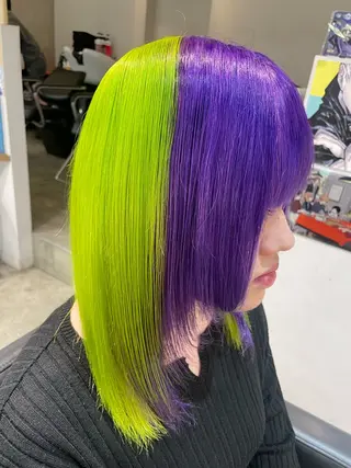 セミロング カラー インナーカラー 推し ブリーチ  髪質改善のヘアスタイル