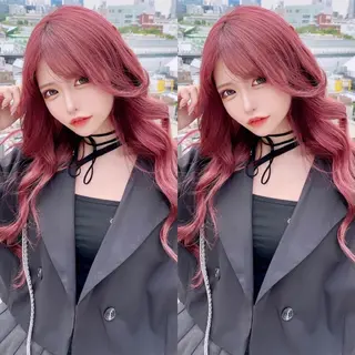 ロング カラー 韓国風ハッシュカット 似合わせレイヤー池袋のヘアスタイル