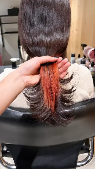 ロング カラー スキバサミを使わない カット🌼唯🌼のヘアスタイル