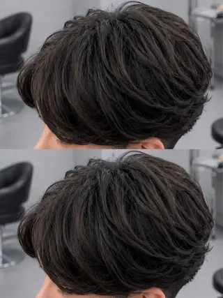 ミディアム パーマ ヘアアレンジ メンズ 🔥ニュアンス フェザー小林海斗🔥のヘアスタイル