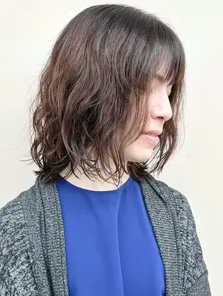 ミディアム パーマ ボブ/ゆるふわ ボブパーマ/とういのヘアスタイル