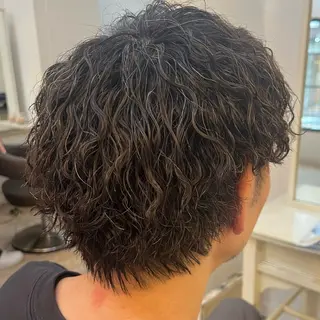 パーマ メンズ ボブ／艶カラー ❣️マナミのヘアスタイル