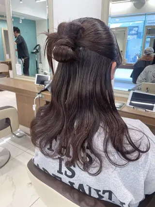 セミロング ヘアアレンジ 店長福島成美/髪質 改善縮毛矯正/カラーのヘアスタイル