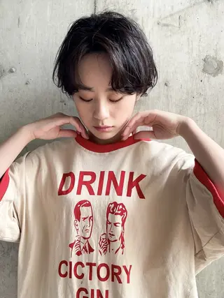 ショート カラー パーマ こもり なおやのヘアスタイル