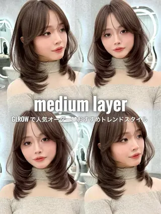 セミロング カラー ヘアアレンジ 大宮‎🩵縮毛矯正 レイヤー　佐藤和のヘアスタイル