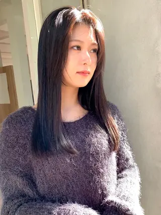 セミロング カラー ✨コテ巻き風パーマ ✨川合佑哉のヘアスタイル
