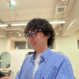ミディアム パーマ メンズ 松永 梨央のヘアスタイル