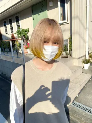 ミディアム ハイトーンカラー🌈 メンズパーマ鈴木康平のヘアスタイル