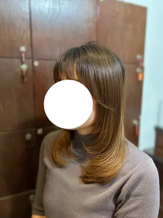 セミロング 💜ひな💜縮毛矯正 /透明感/韓国ヘアのヘアスタイル