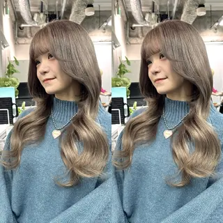 ロング バレイヤージュ ボブ🌈ナツヤのヘアスタイル