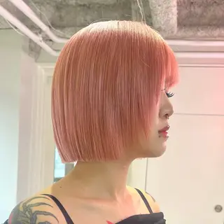 ショート カラー パーマ ヘアアレンジ メンズ 🧨ブリーチー×ボブ レイヤー💎じゅえるのヘアスタイル