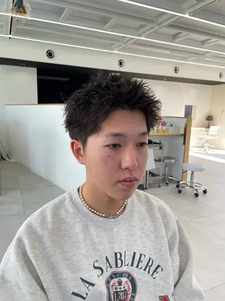 メンズ 慎太朗/パーマ/ボブ /センターパートのヘアスタイル