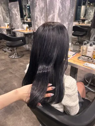 セミロング カラー 寒色🦋韓国ヘア💙 レイヤー/グレージュのヘアスタイル