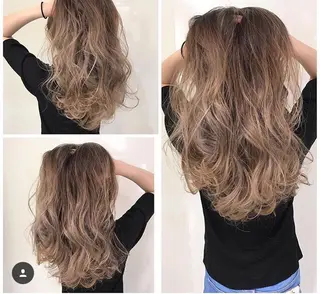 セミロング カラー パーマ ヘアアレンジ チビ編み込みエクステ シールEXどぅ〜すのヘアスタイル