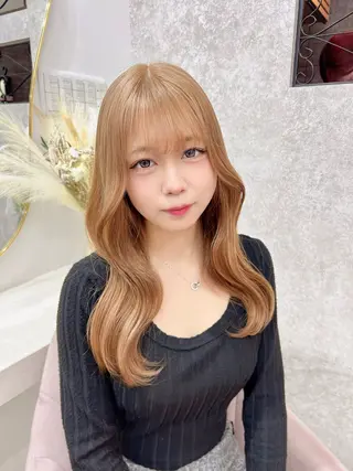 セミロング 💓Yuri💓 ハイトーン/デザインのヘアスタイル