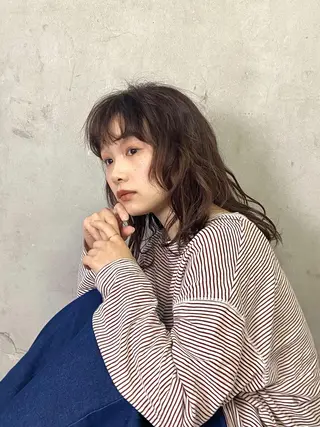 セミロング パーマ 髪質改善/ヘアケア coiiはしもとはなのヘアスタイル