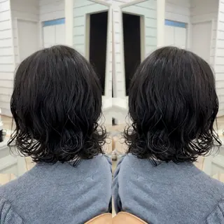 ミディアム パーマ 塚本/豊橋メンズ特化 パーマ、ヘッドスパのヘアスタイル