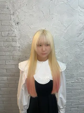 ロング カラー 縮毛•ハイトーン ・着付け Runaのヘアスタイル
