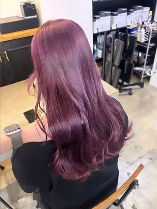 ロング カラー 🌷ラベンダーピンク 顔まわり🌷ねいろのヘアスタイル