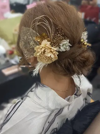 セミロング ヘアアレンジ ヘアセット❤️着付け Akaneのヘアスタイル