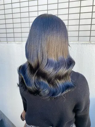 セミロング カラー エフェクトブリーチ 🌟前澤啓太朗のヘアスタイル