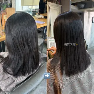 セミロング シモイケ ルアのヘアスタイル