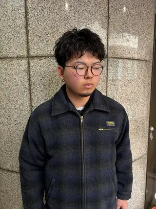 パーマ メンズ スパイキーパーマ 柏NO1 藤本葉のヘアスタイル