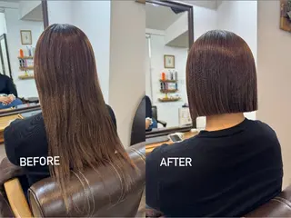 ショート ボブ/地毛風縮毛矯正 茉青🤍新宿代々木のヘアスタイル