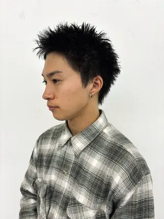 メンズ スパイキーパーマ 柏NO1 藤本葉のヘアスタイル