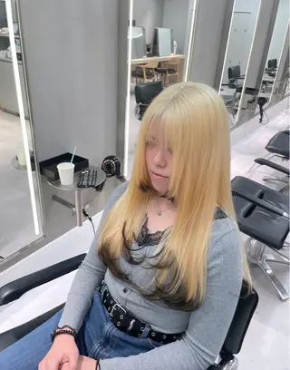 ロング カラー 湯田 竜也のヘアスタイル