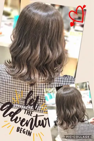 セミロング カラー 永島 桜のヘアスタイル