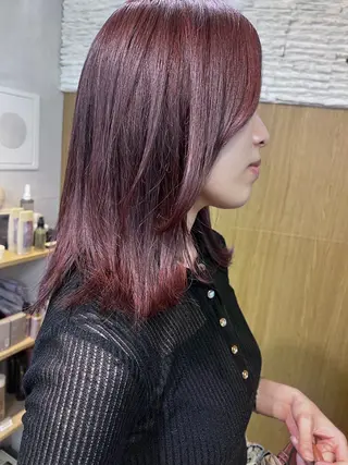 セミロング カラー ひなこ♡縮毛矯正/ 艶カラー🤍透明感のヘアスタイル