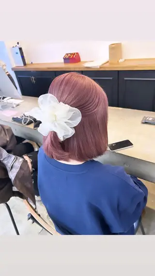 ミディアム カラー ヘアアレンジ 🎀暖色カラー🎀 ♡yurika♡のヘアスタイル