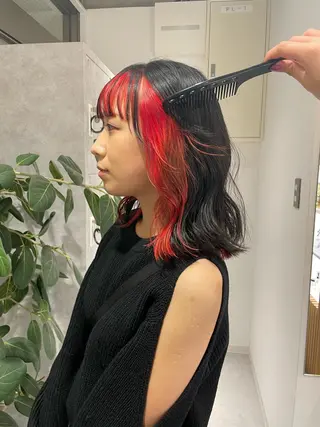ミディアム カラー ダブルカラー,透け カラーHINARIのヘアスタイル