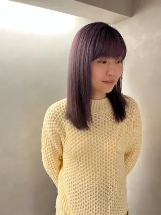 ミディアム カラー 若命燿史／レイヤー 縮毛矯正/髪質改善のヘアスタイル